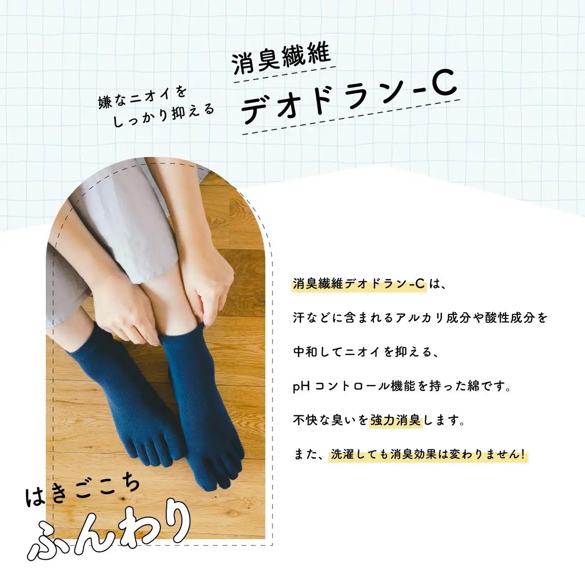 五本指消臭ソックス5足セット（スニーカー丈/22～24cm/婦人サイズ）  五本指 靴下 5足 消臭 ソックス  セット スニーカー丈 22～24cm 婦人サイズ くつした レディース 婦人
