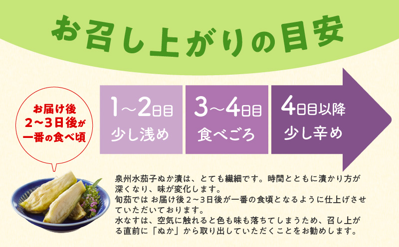 特選 無添加 水なす漬け 4個【新鮮 野菜 泉佐野産 茄子 やさい TONOファーム 高評価 数量限定】 G1100