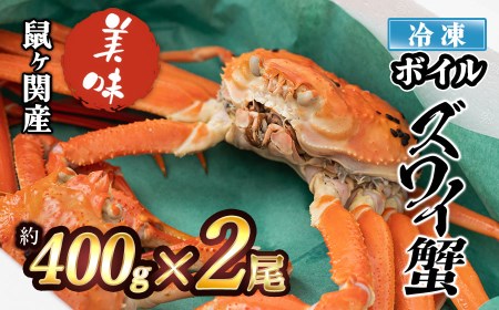 【令和7年11月以降発送】 冷凍 鼠ヶ関産ボイルズワイガニ (約400g)×2尾　鶴岡魚類株式会社　K-791