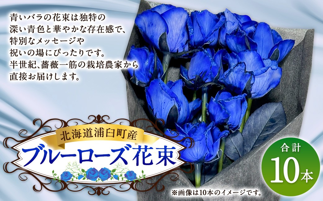 
                  ブルーローズ（花束） 10本 | 花 バラ 薔薇 ローズ 生花 花束 ブーケ 青 贈り物 プレゼント ギフト【2026年11月下旬頃迄発送予定】
                
