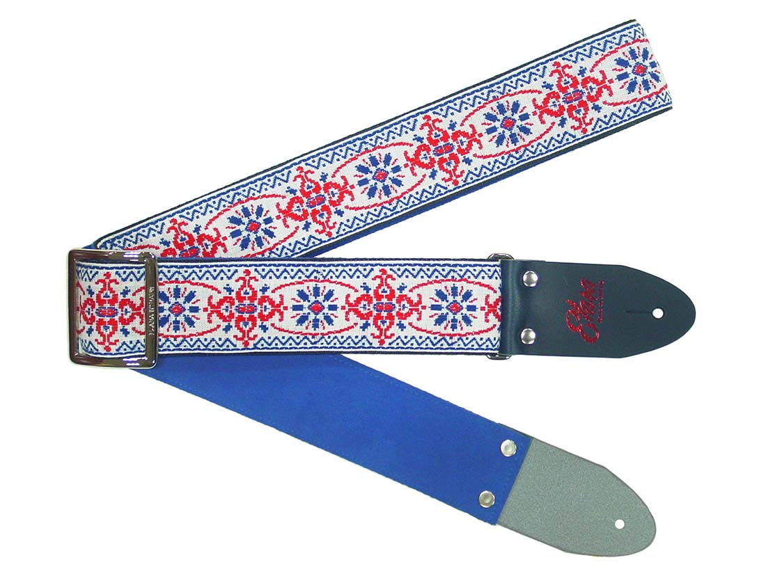 【ふるさと納税】【ギターストラップ】Elara Straps Mellow Chandelier Blue/Red 郡上市 レザー 真鍮バックル ウルトラスエード プロ仕様 エレキ アコギ ベース Ksound 小林楽器店