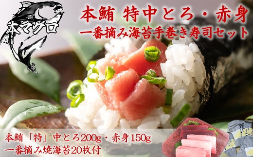 
                  本鮪特中とろ・特赤身と一番摘み海苔で楽しむ手巻き寿司セット03-05＜複数個口で配送＞【4012455】
                