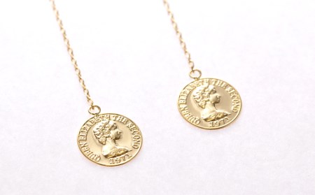 K18YGポストレス　コイン　ピアス　MUP17054【061-011】