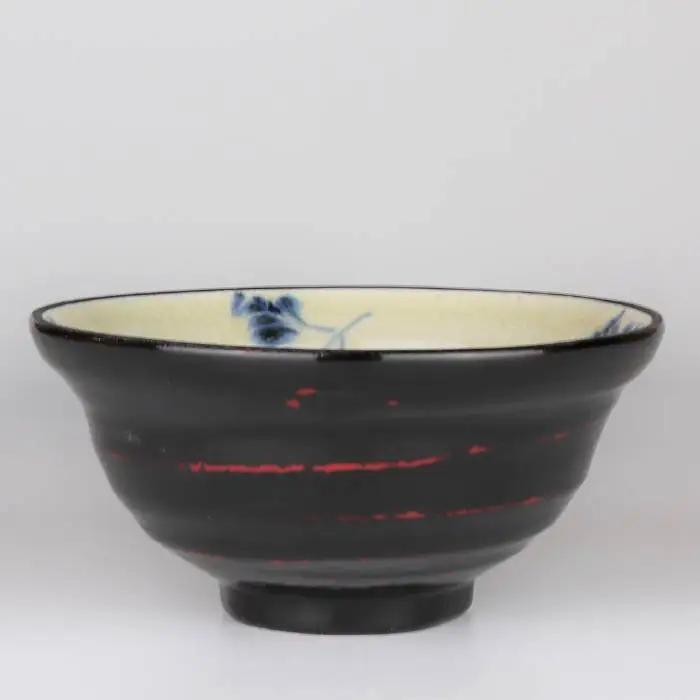 【美濃焼】漆陶 六兵衛茶碗 曙【宗山窯】食器 ご飯茶碗 ボウル 鉢 漆 呉須 染付 工芸品 職人 黒 ブラック 陶器 送料無料 [MBI013]