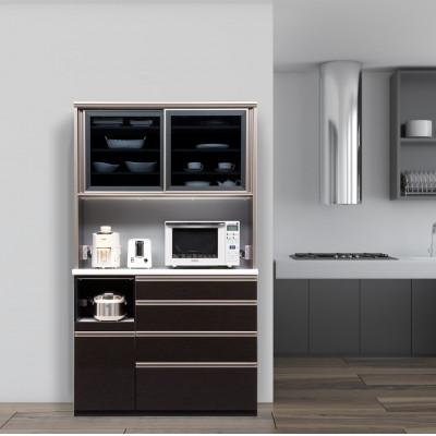 ふるさと納税 大川市 ネオ 幅120cm キッチンボード食器棚 ホワイト・ブラックの2色対応