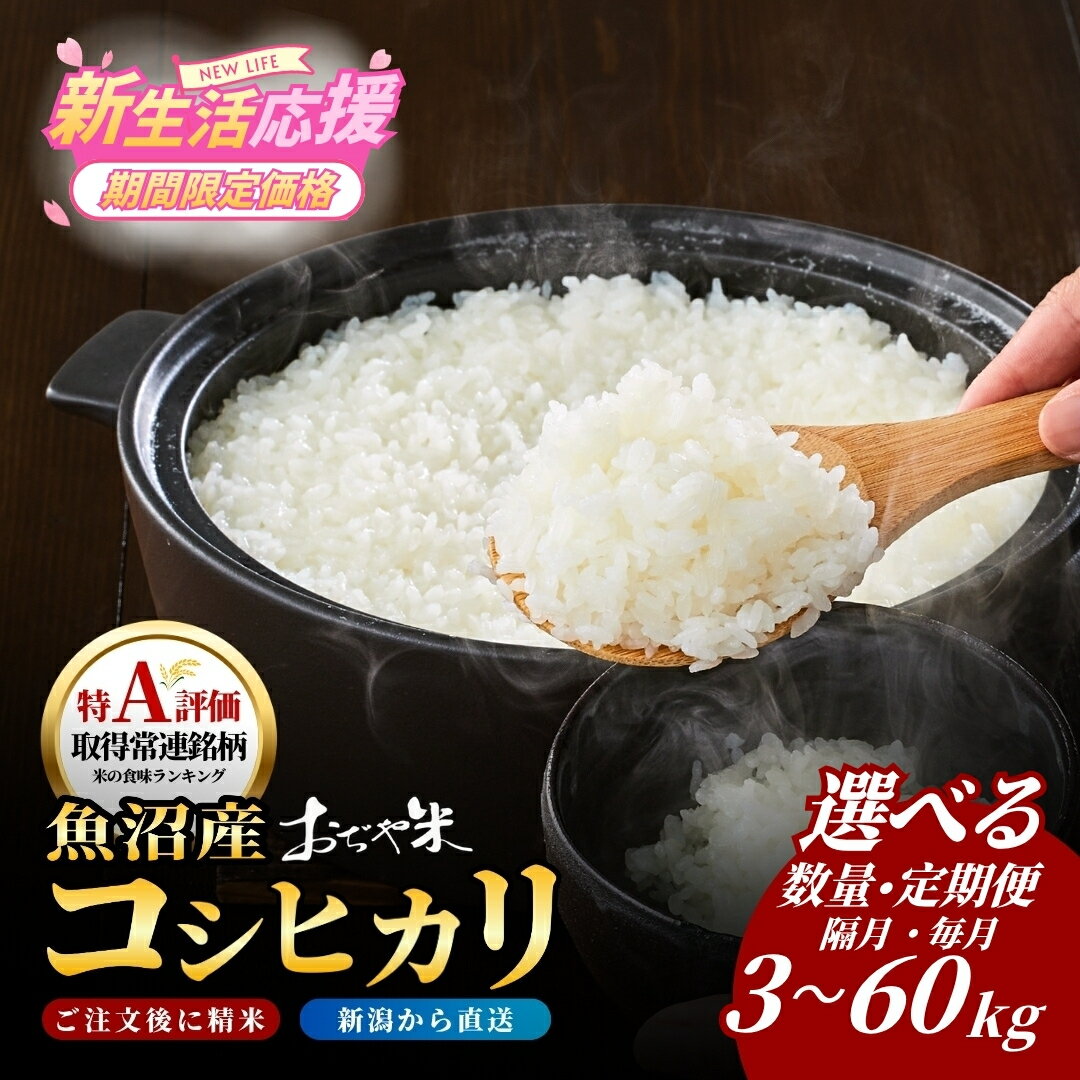 【ふるさと納税】米 コシヒカリ 白米 定期便 特Aランク 令和7年産 魚沼産コシヒカリ 5kg 10kg 15kg 3回 4回 6回 8回 10回 12回 選べる数量 回数 毎月 隔月 新潟産コシヒカリ おぢや米 お米 こしひかり 精米 ブランド米 鮮度抜群 JA魚沼 新潟県 小千谷市