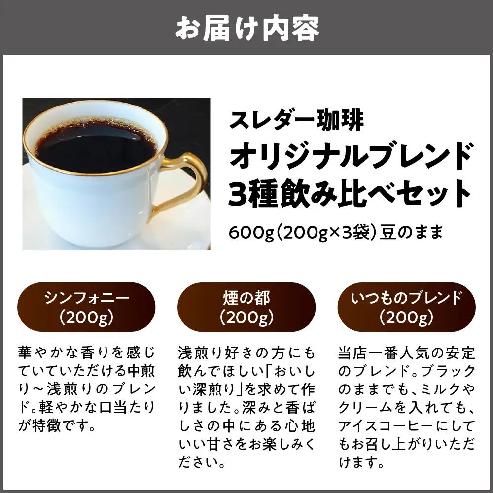 【コーヒー】オリジナルブレンド3種飲み比べセット600g(200g×3袋) コーヒー豆_OS140-0001