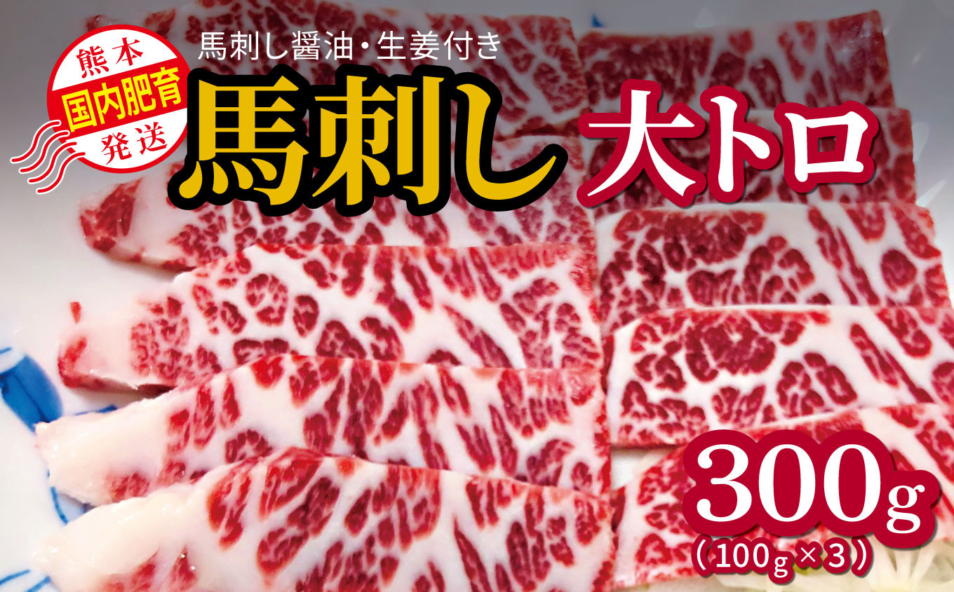 
国内肥育 馬刺し 大トロ 300g 馬刺し醬油・生姜付き 熊本発送
