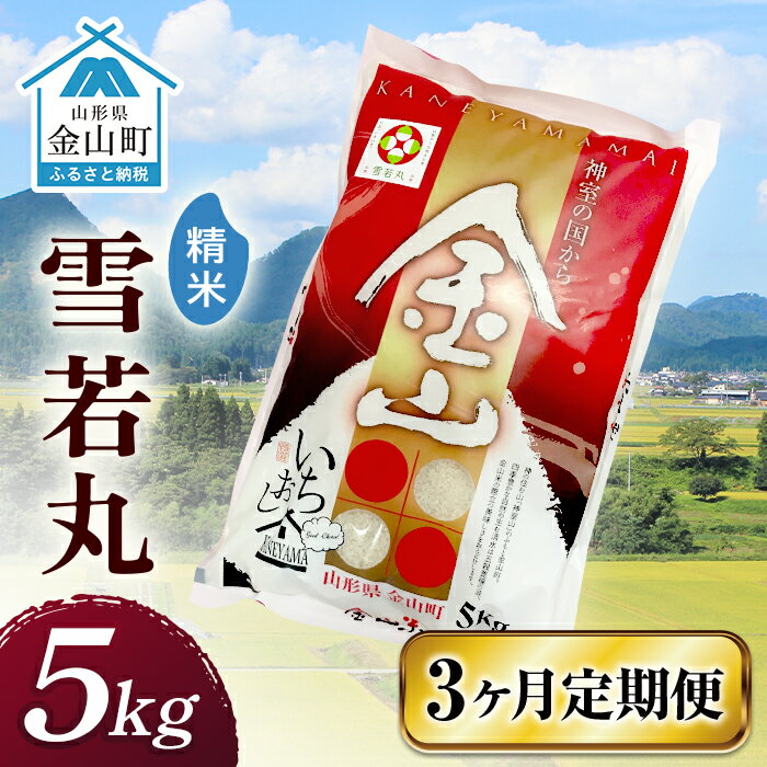 【ふるさと納税】 令和7年産 金山産米「雪若丸【精米】」（5kg）×3ヶ月・定期便 計15kg 定期便 3ヶ月 米 お米 白米 ご飯 精米 ブランド米 雪若丸 送料無料 東北 山形 金山町 F4B-0648