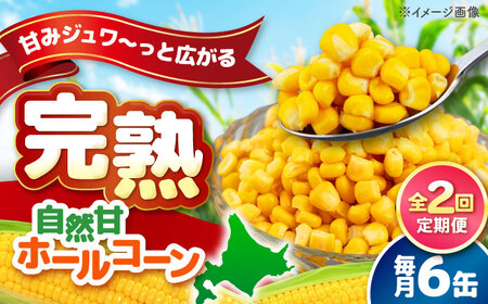 【全2回定期便】自然甘 ホールコーン 6缶【きもべつ観光協会】 缶詰 瓶詰 加工品 とうもろこし 北海道 常温配送 [AJAG031]