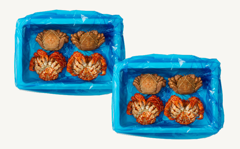 花咲がに500g前後×4尾と毛がに350g前後×4尾セット D-54006