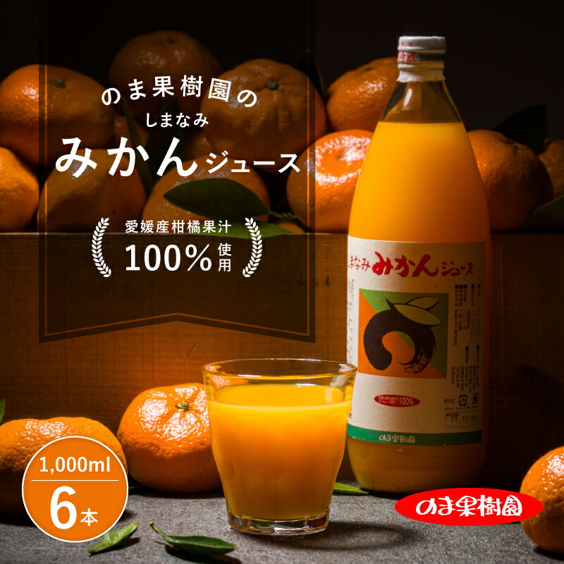【ふるさと納税】愛媛 果汁100% みかん ストレートジュース のま果樹園のしまなみみかんジュース(1000ml×6本セット) ミカンジュース みかんじゅーす ジュースセット フルーツジュース 無添加 ストレート 21000円 のま果樹園【V003020LSET6】【V003020LSET6】
