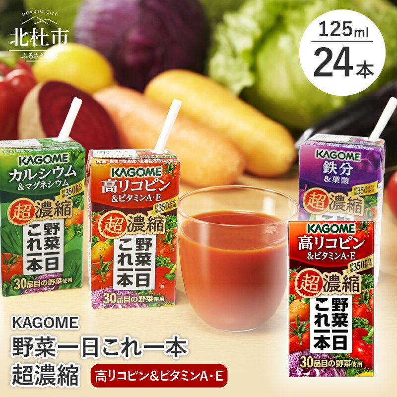 【ふるさと納税】 ＼レビューキャンペーン実施中／ カゴメ 野菜一日これ一本 超濃縮 高リコピン＆ビタミンA・E 125ml 紙パック 24本入 野菜ジュース 濃縮ジュース 名水仕込 無添加 これ1本 野菜不足 350g 30品目 健康志向 飲料 健康食品 防災