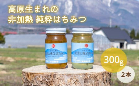【限定数】非加熱 純国産100％『天空の黄金はちみつ』300g２個セット（百花蜜・アカシヤ）　