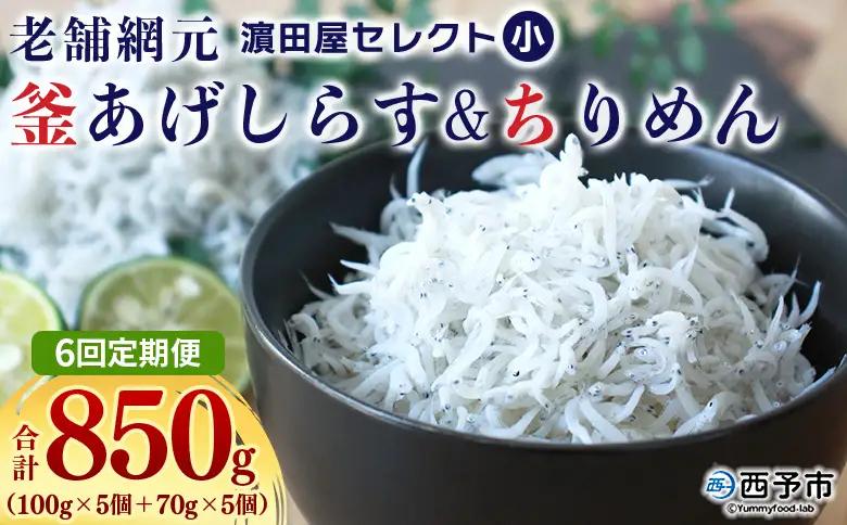 ＜老舗網元 濵田屋セレクト 釜あげしらす＆ちりめん (合計850g) 6回定期便＞ 『お申込み月の翌月より配送開始』 釜揚げ シラス じゃこ 海鮮 海産物 丼 おにぎり 具材 ご飯 おつまみ おやつ 小魚 乾物 国産 マルヨシ水産 特産品 愛媛県 西予市【冷凍】AMS0027