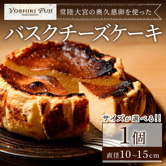【ふるさと納税】＜サイズが選べる＞ 常陸大宮の奥久慈卵を使ったバスクチーズケーキ (直径約10cm～15cm) スイーツ 国産 奥久慈卵 クリームチーズ 生クリーム バスクチーズケーキ 茨城県 お菓子 おやつ ギフト プレゼント 送料無料 【YOSHIKI　FUJI】 【ho1337】【ho1737】