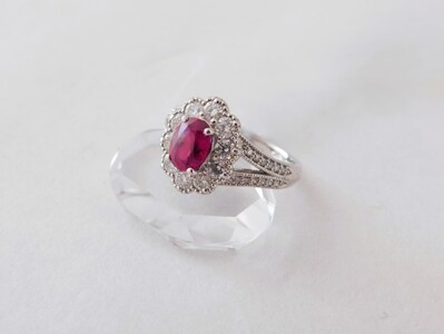 【一点もの】Pt900　NNルビー（1.01ct）ダイヤモンドリング　K47　K06088-H