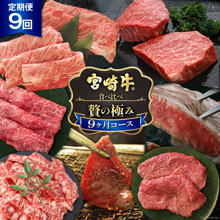 【ふるさと納税】9回 定期便 宮崎牛 食べ比べ 贅の極み 9ヶ月 コース 合計 5.48kg [マルミヤストア 宮崎県 美郷町 31ag0086] 肉 牛 牛肉 焼肉 ステーキ 黒毛 和牛 国産 A4 A5
