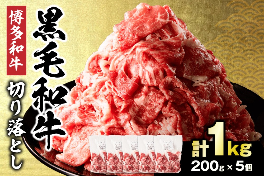 黒毛和牛 (博多和牛) 切り落とし 1.0kg(200g×5パック）【伊豆丸商店】_HA1956