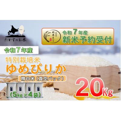 ふるさと納税 鷹栖町 令和7年産新米予約「特別栽培米 ゆめぴりか(精白米)」真空パック 20kg(5kg×4)