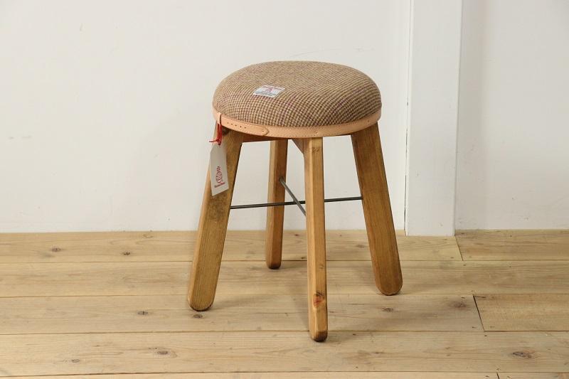 ハイスツール 【ブラウンチェックパープルライン×ブラウン】HARRIS TWEED（ハリスツイード） 家具 Z088_イメージ1