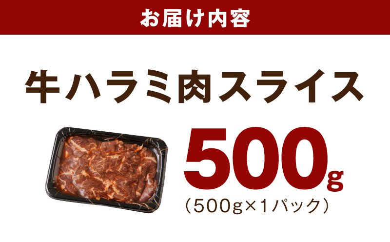 【お試し】牛ハラミ肉 500g 薄切り スライス 小分け 訳あり サイズ不揃い 秘伝の赤タレ漬け 焼肉 牛肉 005A760