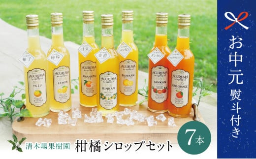【お中元ギフト】手作りフルーツシロップ 300ml×7本セット 柑橘 果物 フルーツ ジュース フルーツソース レモン ゆず 金柑 甘夏 清木場果樹園 南さつま市 贈り物 ギフト 贈答用