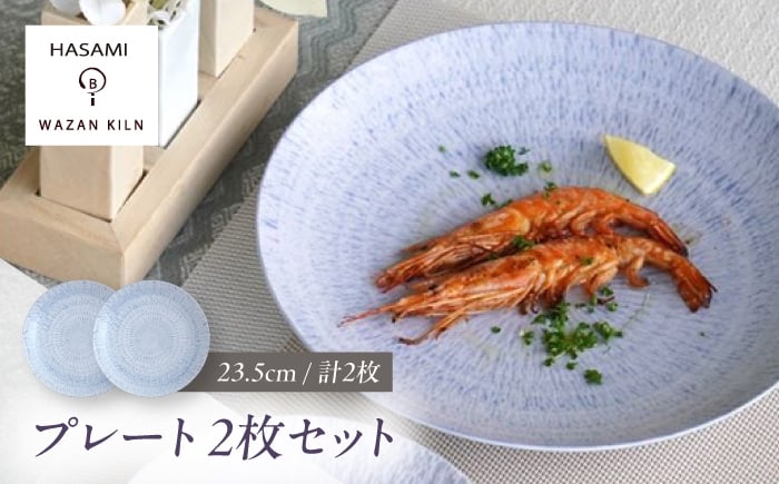 
            【波佐見焼】大皿 sazanami 23.5cmプレート ブルー 2枚【和山】 [WB179]
          