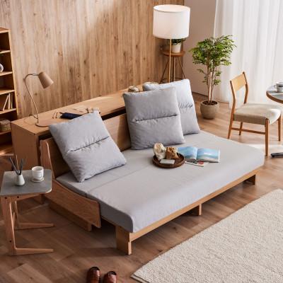 ふるさと納税 大川市 ヴィンセント 幅180cm ごろ寝ソファ ソファベッド NA×ライトグレー【モーブル】【大川家具】