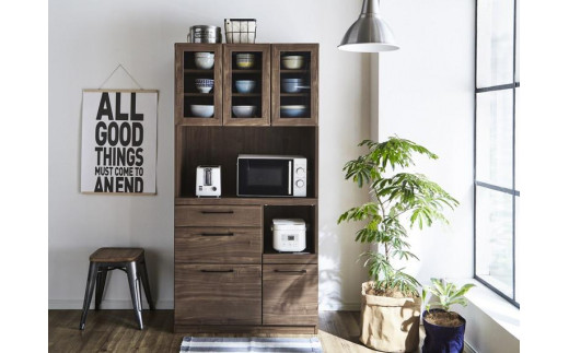 
                  【開梱設置】 紗々 キッチンボード 幅90cm レンジボード レンジ台 完成品 カップボード キッチン収納 90幅 国産 大川家具 日本製 ナチュラル ブラウン
                