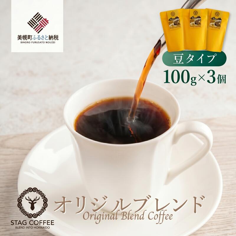【ふるさと納税】 STAG COFFEE オリジナルブレンド豆 100 ×3 個セット【ふるさと納税 人気 おすすめ ランキング コーヒー 珈琲 ソフトドリンク コーヒー豆 珈琲豆 中挽 3点セット オフィス用 北海道 美幌町