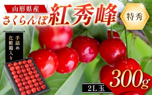 さくらんぼ 紅秀峰300g 2L玉 特秀 手詰めギフト 山形県産 化粧箱入り 【令和8年度 先行予約】 FSY-2264