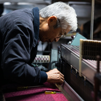 筑後市産織物で作った　割烹着　紺