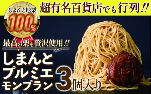 【新栗予約／2024年11月中旬以降順次発送】1mm極細！とろけるモンブラン「プルミエmini」3個　Qdr-211　／添加物不使用 しまんと地栗 国産栗 和栗 栗スイーツ 渋皮煮 贈りもの ギフト お取り寄せ 高知 四万十 四万十ドラマ 御祝 洋菓子 熨斗 御年賀 お歳暮