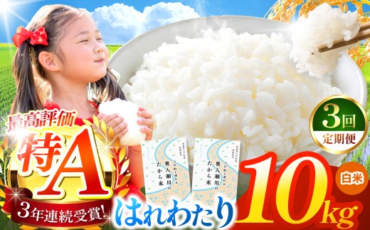 【 3回定期便 】はれわたり 白米10kg | 米 おこめ お米 こめ コメ ごはん ご飯 白飯 ゴハン 白米 精米 特産 ブランド米 ライス 2025年産 令和7年度産 仕送り 国産 産地直送 定期便 定期  青森の旨い米グランプリ もっちり 甘み グランプリ 最優秀賞 獲得 水稲 宝精米所 青森県 六戸町