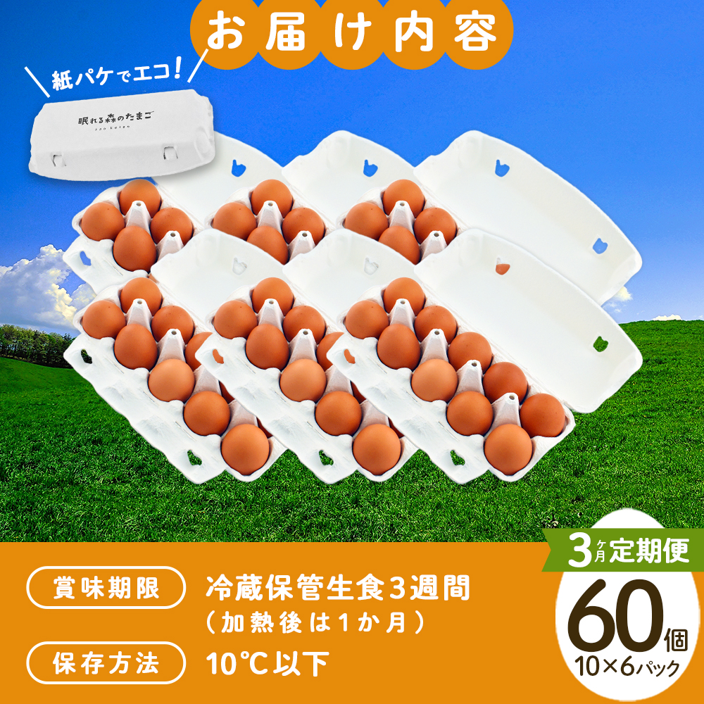 【3か月連続お届け】眠れる森のたまご　朝採れ卵60個   たまご タマゴ 卵 鶏卵 濃厚 こだわり 新鮮　【04301-0794】_イメージ4