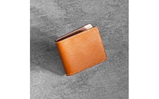 栃木レザー使用｜やわらか本革二つ折り財布｜Half wallet 02｜キャメル｜minca（全7色）