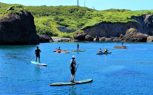 SUP・カヤック 体験コース 1名様分 (1時間：温泉チケット付) [電子チケット] 体験チケット | シーカヤック サップ アクティビティ チケット マリンスポーツ ウォーター スポーツ アウトドア 体験 初心者 初体験 | 北海道 奥尻町 送料無料