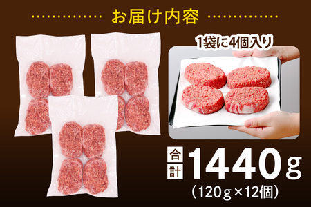 [ジュワッと肉汁まで美味い！] 柏木牧場特製 国産牛100%ハンバーグ (120g×12個)｜国産 ハンバーグ 冷凍 グルメ ギフト お惣菜 惣菜 [0067]
