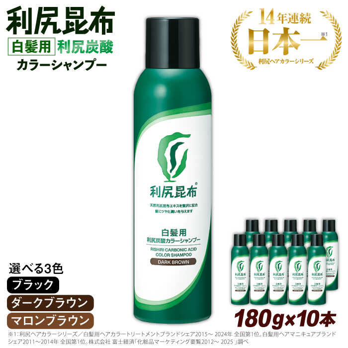 【ふるさと納税】【10本入】【白髪用】利尻炭酸カラーシャンプー ムラなく染まる 濃密泡 白髪染め 無添加 植物由来 カラーリング ヘアカラー シャンプー 低刺激 炭酸 敏感肌 ノンシリコン 補修 臭わない ヘア ケア 潤い成分 全体染め