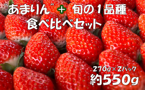 【あまりん＋1品種】食べ比べセット　550g ／ いちご 苺 食べ比べ 旬のいちご 国産いちご 甘い みずみずしい 香り 高設栽培 農園直送 フルーツギフト 家庭用 ご褒美 デザート 食感 埼玉県 No.330