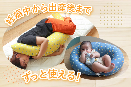 抱き枕にも！大きめサイズの授乳クッション 花もよう（ネイビー）