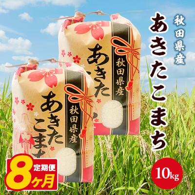 ふるさと納税 八郎潟町 【毎月定期便】あきたこまち 10kg(5kg×2袋)【白米】 秋田県産全8回