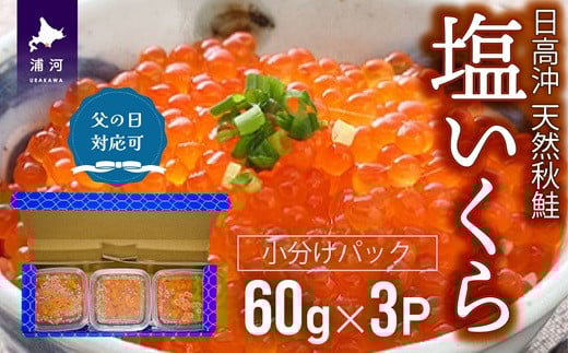 【父の日対応】【秋鮭山漬切身付】北海道日高産 塩いくら小分けパック(60g×3) [15-1458]