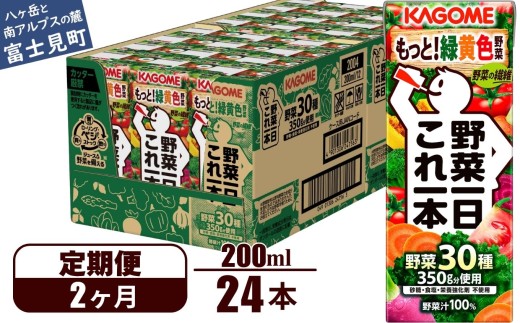 【定期便 2ヶ月】 カゴメ 野菜一日これ一本 24本×2回 【 野菜ジュース 紙パック 定期便 1日分の野菜 野菜100％ 飲料類 ドリンク 備蓄 長期保存 防災 無添加 砂糖不使用 甘味料不使用 食塩不使用 栄養強化剤不使用 かごめ kagome KAGOME 長野県 富士見町 】