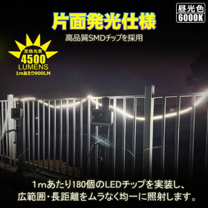 テープライト チューブライト 電源コード ロープライト 5mセット 連結可 蓄光 片面発光  (TP-S5M+TP-90V) CB-S5M-90V