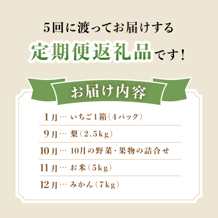 【5回定期便】旬の農産物 梨コース 大村市 おおむら夢ファームシュシュ [ACAA121]