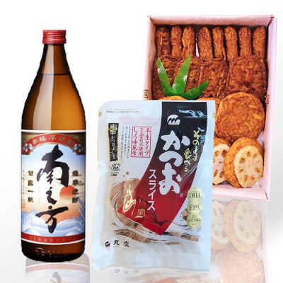 【ギフト】鹿児島限定販売芋焼酎「南之方」&さつまあげ・そのまま食べるかつおスライス A3-148【配送不可地域：離島】【1166340】