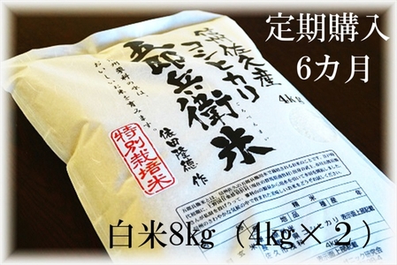 【令和7年産・白米8kg×6カ月定期便】特別栽培米 五郎兵衛米 〈2025年9月中旬頃～順次発送〉先行予約 新米 信州こしひかり コシヒカリ こしひかり 長野県 佐久市