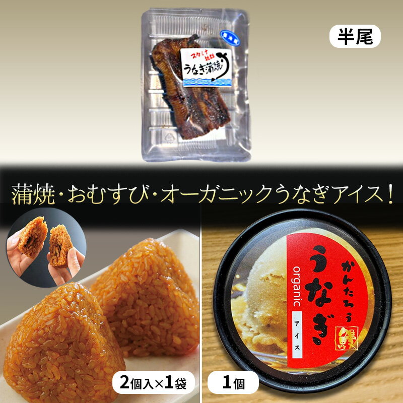 【ふるさと納税】うなぎの蒲焼半尾約60g/うなぎ入りおむすび2個入1袋/うなぎアイス2個セット うなぎ 鰻 ウナギ 蒲焼 アイス おむすび おにぎり おやつ デザート スイーツ セット 冷凍 国産鰻 浜松市 静岡県